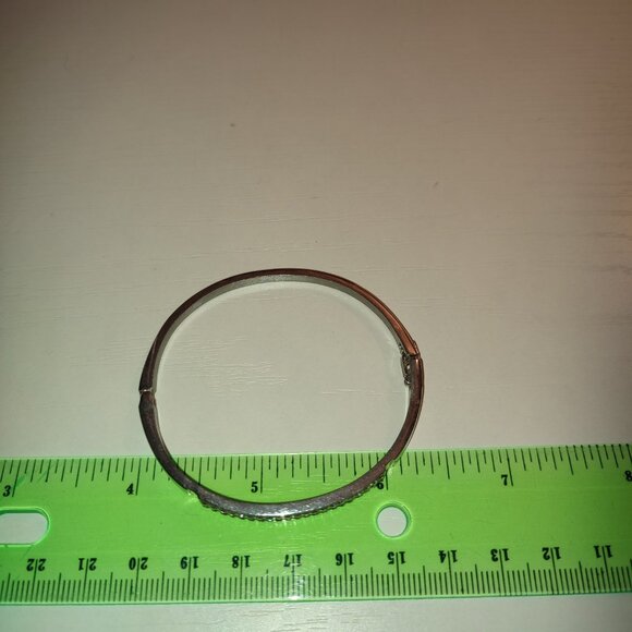 Cuff Bracelet Rhinestones Vintage Silver Metal Small Wrist Hand - Picture 2 of 8